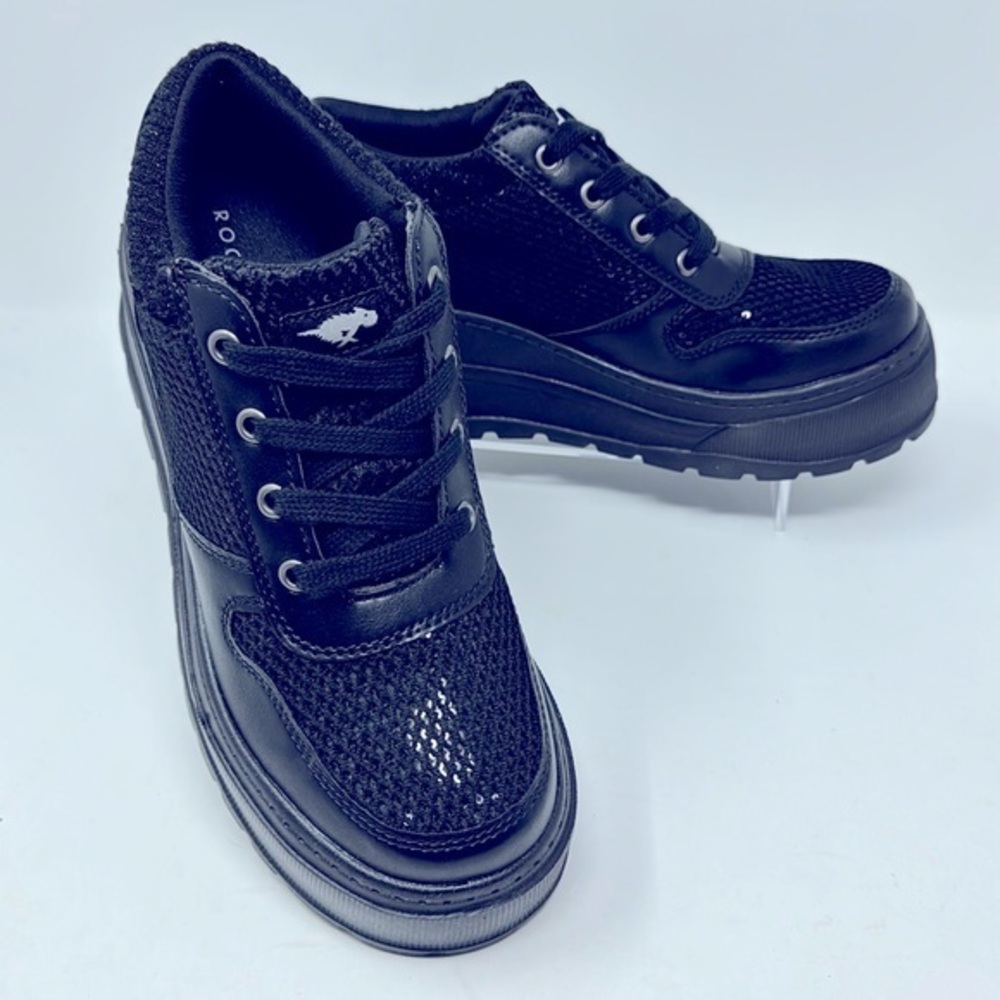 NWT Rocket Dog Black Cosmic Butter w/Bang Fabric Platform Sneakers SIZE 8